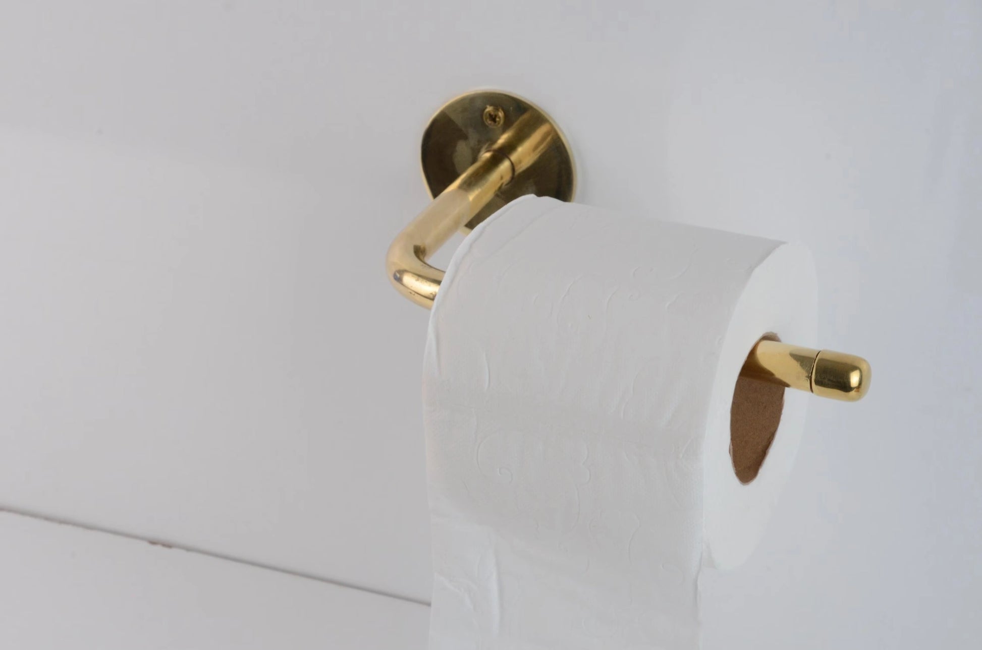 Unlacquered Brass Wall Mounted Toilet Paper Holder With Round Support