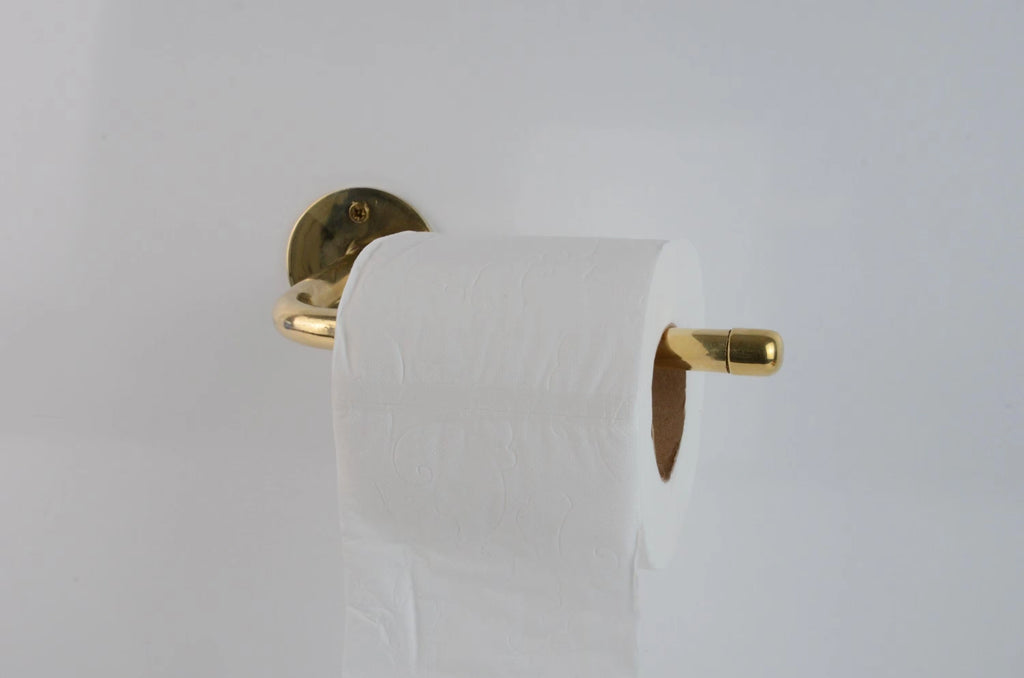 Unlacquered Brass Wall Mounted Toilet Paper Holder With Round Support