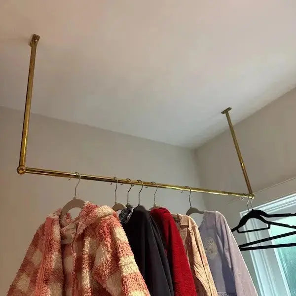 Ceiling Mounted Minimalistic Clothes Rail, Vintage Open Closet Organizer - AtlasFinest