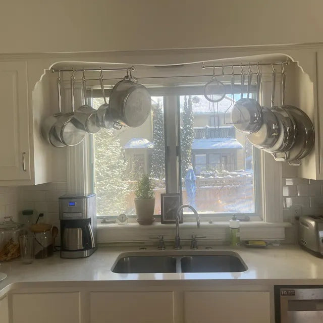 Chrome Pot Rail, Chromed Solid Brass Pot Rack For Kitchen Organization