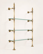 Vintage Brass Shelving Unit — Single Bay Countertop with Glass (45" W x 55" H x 12" D)