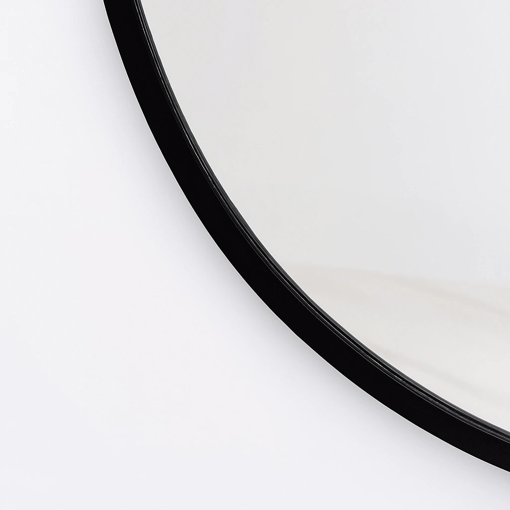 Oval Black Wooden Mirror atlas finest