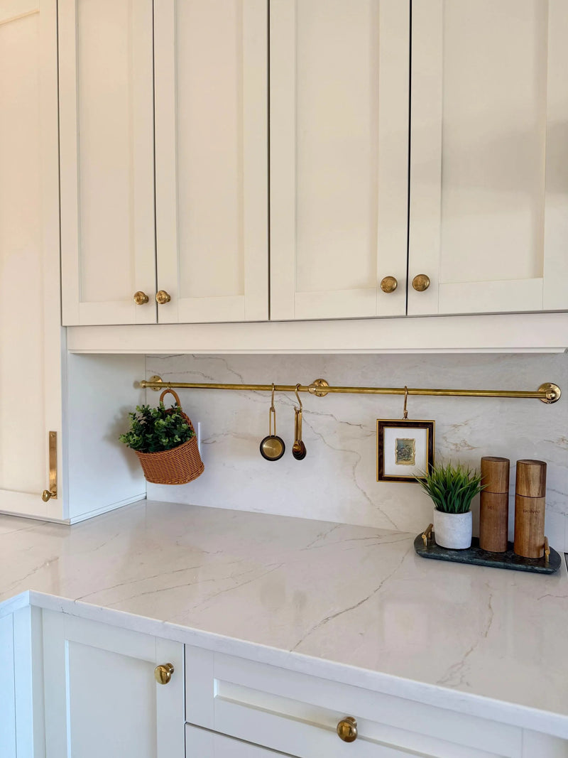 Unlacquered Brass Pot Rack, Solid Brass Kitchen Pot Rail