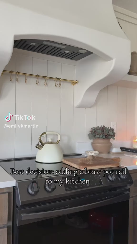 Unlacquered Brass Pot Rack, Solid Brass Kitchen Pot Rail