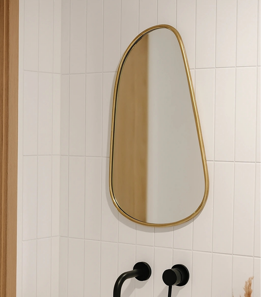 Unlacquered brass mirror, brass wall mirror