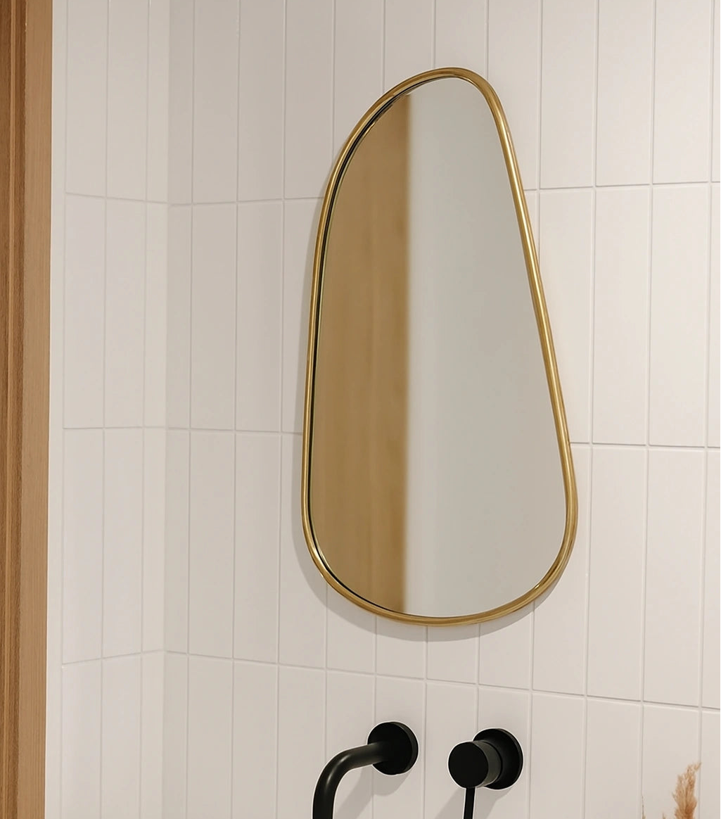 Unlacquered brass mirror, brass wall mirror