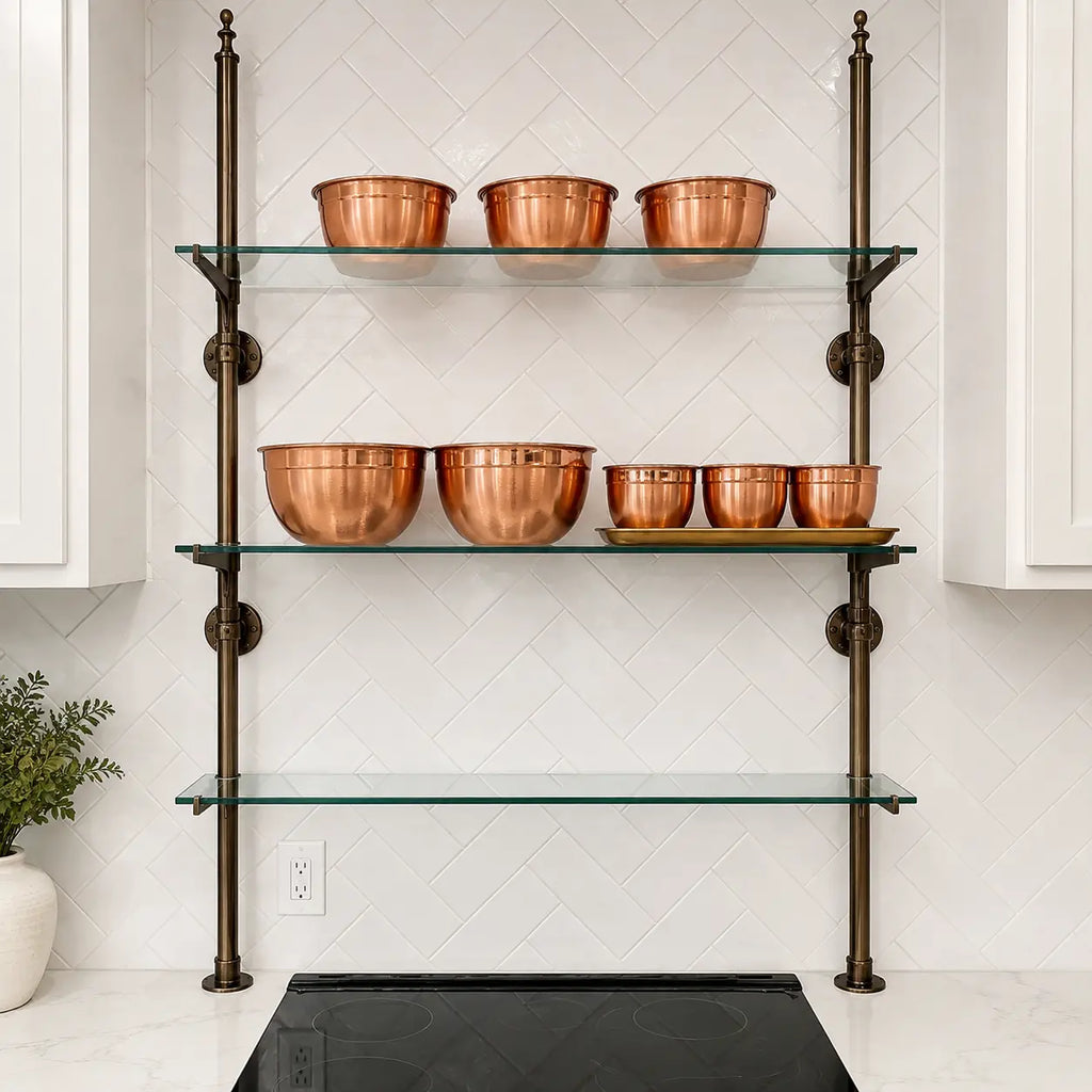 Dark Bronze Solid Brass Bistro Shelving