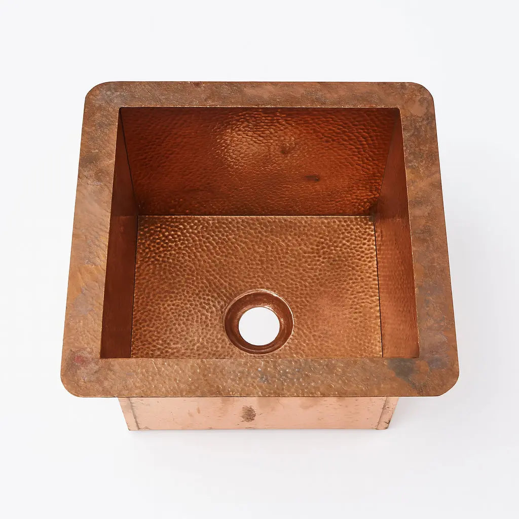 Undermount Square Copper Sink,Hammered Copper Kitchen Sink,DDP shipping - AtlasFinest