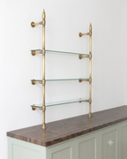 Vintage Brass Shelving, Countertop Solid Brass Shelves With Glass, One Bay 35in x 45 in x 10 in