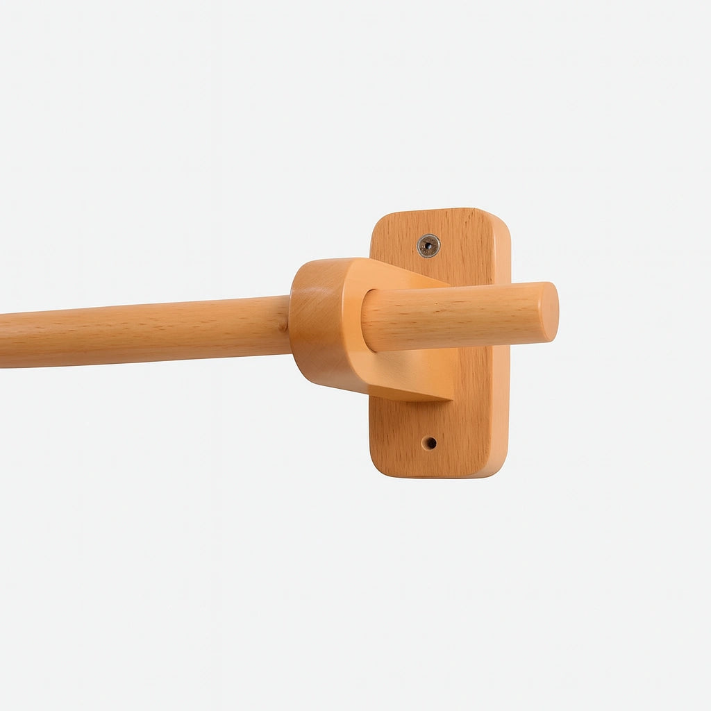 Natural Beech Wood Curtain Rod with Wall-Mounted Bracket for Minimalist and Scandinavian Interiors – Atlas Finest
