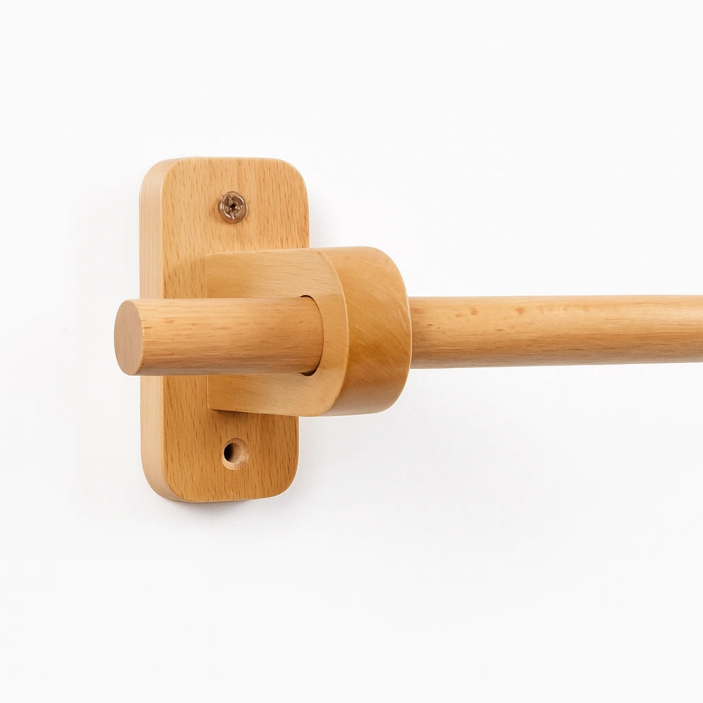 Solid Beech Wooden Curtain Rod with Wall Bracket for Modern and Elegant Home Décor – Atlas Finest