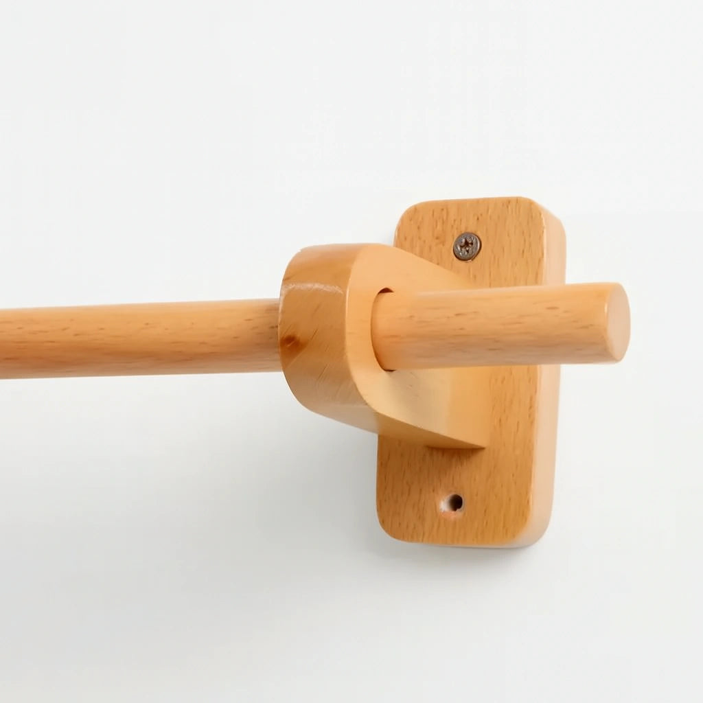 Solid Beech Wooden Curtain Rod with Wall Bracket for Modern and Elegant Home Décor – Atlas Finest