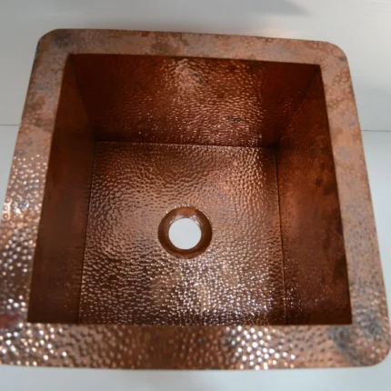 handcrafted square copper kitchen sink