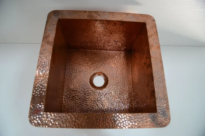 handcrafted square copper kitchen sink