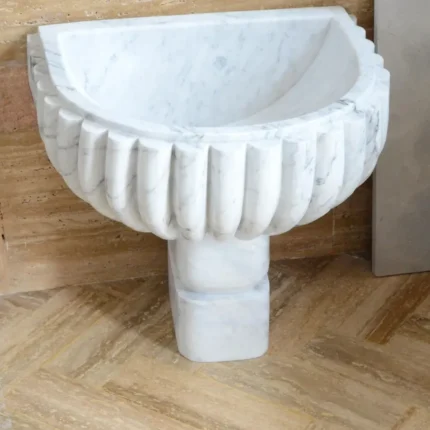 Freestanding Moroccan White Marble Sink