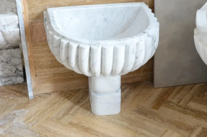 Freestanding Moroccan White Marble Sink