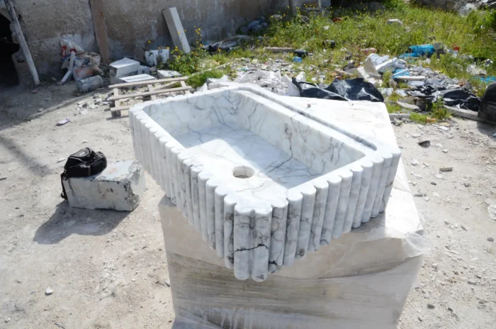 white marble sink