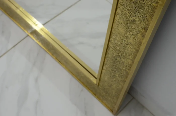 Engraved frame brass mirror